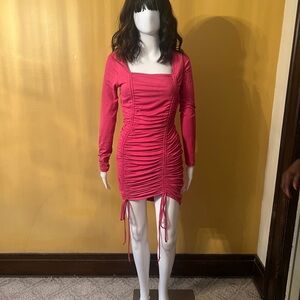 Elegant Pink Ruched Dress
